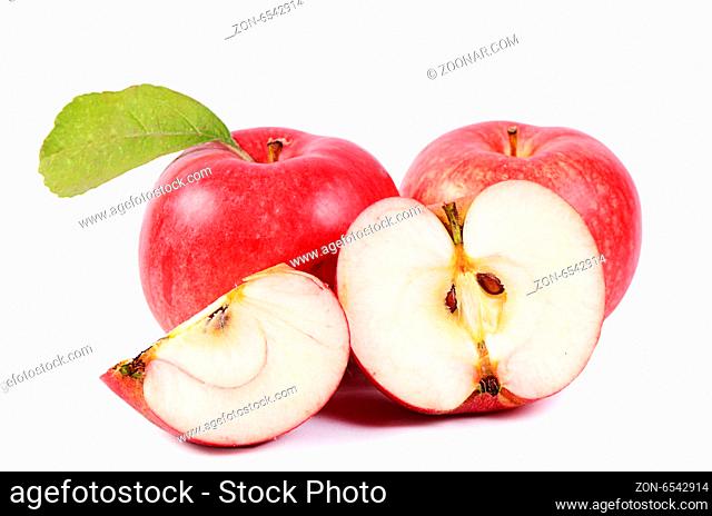 The red fresh apples isolated on white