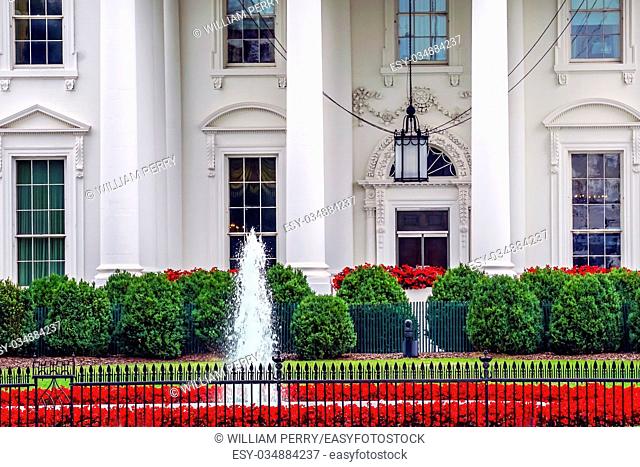 White House Door Red Flowers Chandelier Fountain Pennsylvania Ave Washington DC