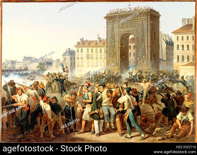Combat de la porte Saint-Denis, 28 juillet 1830, 1830. Creator: Hippolyte Lecomte