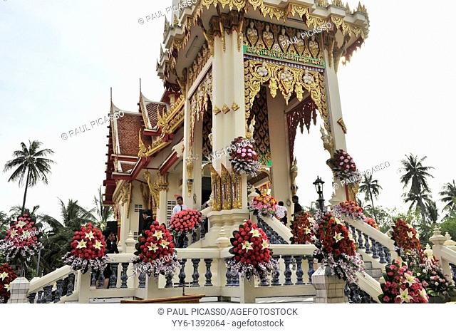 cremation chapel during funeral, wat bangnamphueng or Wat Bang Nam Phueng Nok , Phrapradeang district, Samutprakarn province, thailand