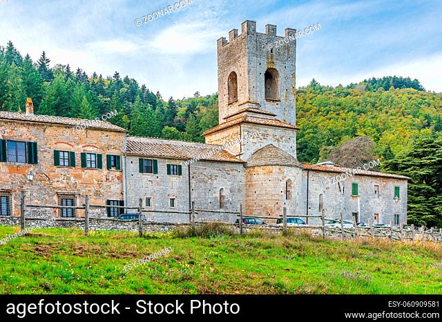 Old medieval abbey in Chianti , near Gaiole in Tuscany