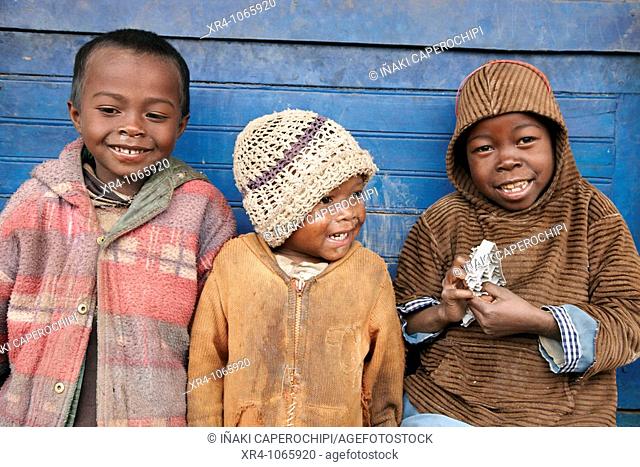 Children at the market of Antoetra, Zafimaniry country, Fianarantsoa, Madagascar