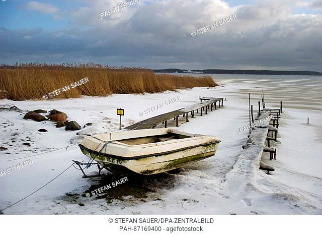 Clouds in the sky over a snow-covered beach on the island of Usedom in Germany, 12 January 2017. The first ice of the year has covered parts of the waters...