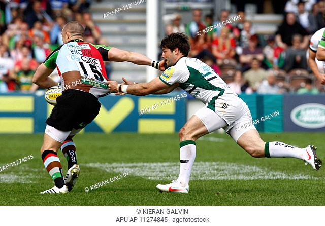 12 05 12 The Stoop, London, ENGLAND: Ben FODEN of Northampton holds onto Mike Brown of Harlequins Aviva Premiership Play-Off Semi-Final Harlequins and...