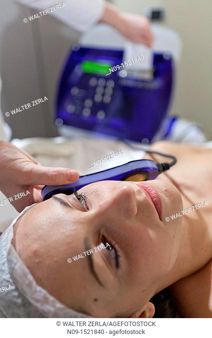 Facial treatment in a beauty center
