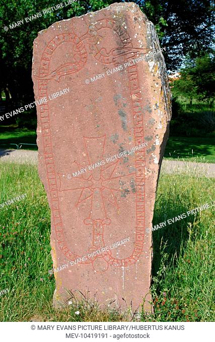 A runestone in the grounds of Gripsholm Castle, Mariefred, Sodermanland, Sweden