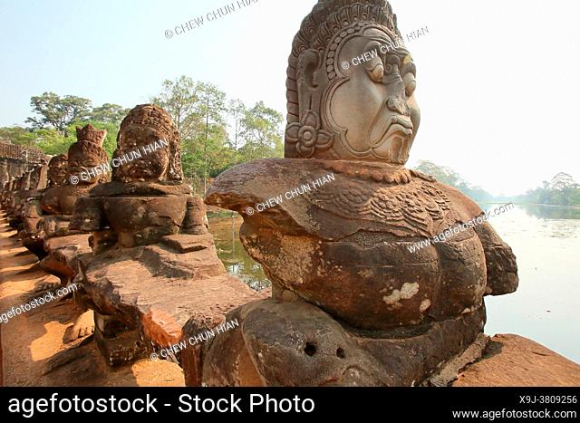 Buddha stone faces of Bayon Temple towers, Angkor Thom, Cambodia