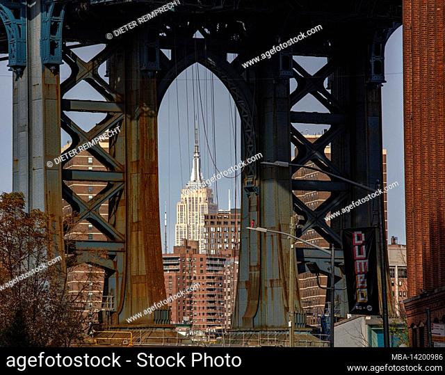 USA, New York City, Brooklyn, Dumbo, Manhattan Bridge