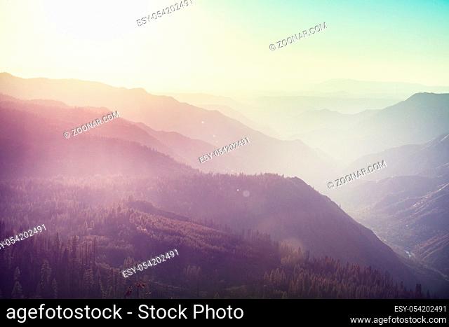 Scenic Sunset in the mountains in fall season