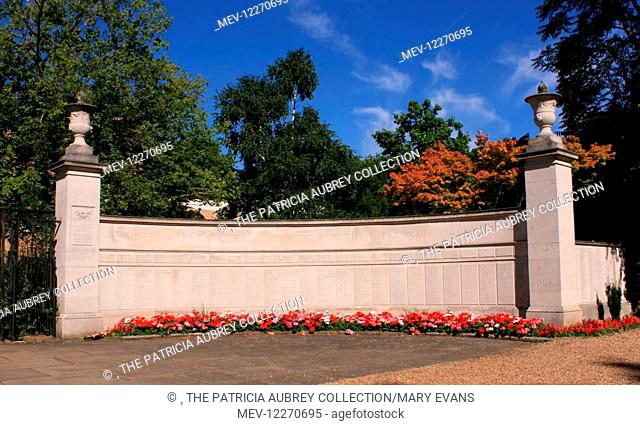 War Memorial (WW1 and WW2), integrated with the front wall of Pitzhanger Manor, Ealing, West London. The Memorial includes the names of Albert Auerbach MC...