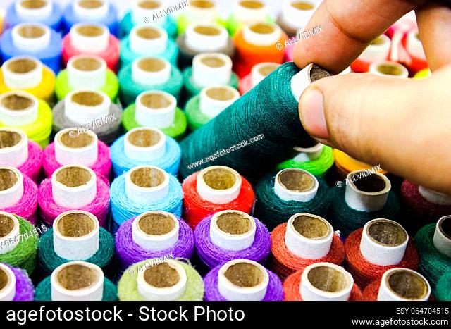 A picture of thread rolls with selective focus