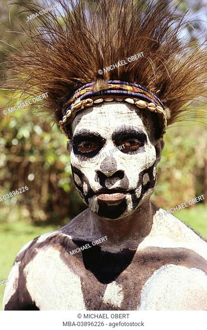 Ozeanien, Melanesien, Papua New Guinea, highland, Goroka, Highland-Show, dancers, man, Skeleton Dancer, portrait, no mr, island state, culture, tradition, event
