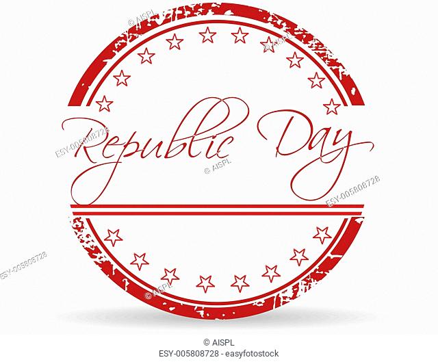 Red grunge rubber stamp of Republic Day on white background. Vec