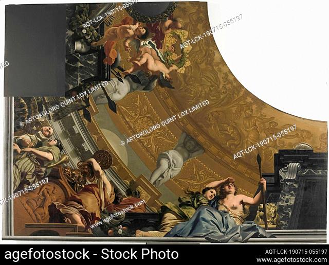 Part (bottom left) of a ceiling painting with Diana and her companions as main representation, Part (bottom left) of a five-part ceiling painting with Diana and...