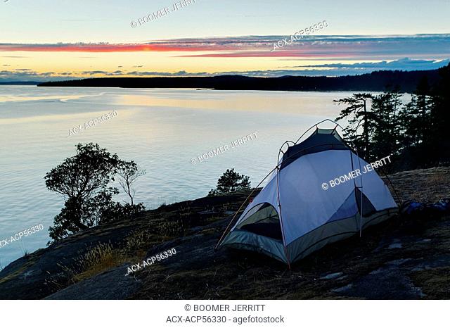 Evening sets over Stillwater Bluffs and Georgia Strait, Powell River, The Sunshine Coast, British Columbia, Canada