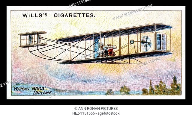 Wright Brothers' biplane 'Flier', used fuel injection, Card published 1910