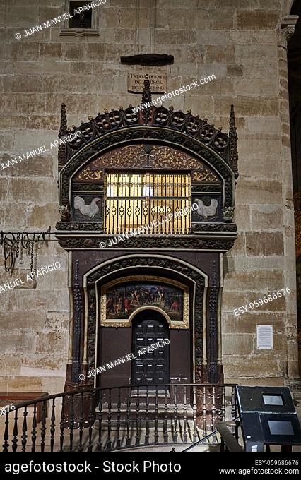 The legend of the rooster and the hen of Santo Domingo de la Calzada, Santo Domingo de la Calzada, La Rioja, Spain, Europe