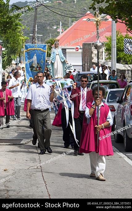 Sailors mass and Blessing of the Sea Procession Gustavia Saint Barthelemy Day
