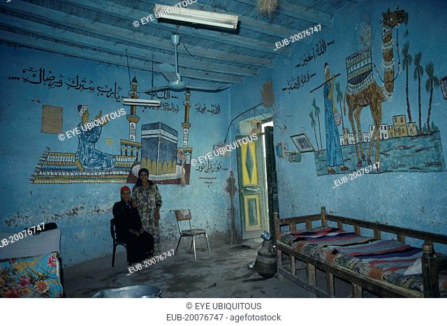 Paintings on home decorated to show that its occupants have been on Haj to Mecca