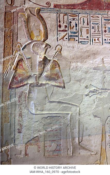 A photograph taken within Tomb KV1, located in the Valley of the Kings in Egypt, used for the burial of Pharaoh Ramesses VII of the Twentieth Dynasty