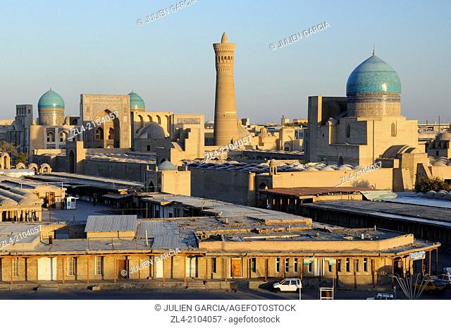The historic centre of Bukhara viewed from the Ark citadel. Uzbekistan, Bukhara