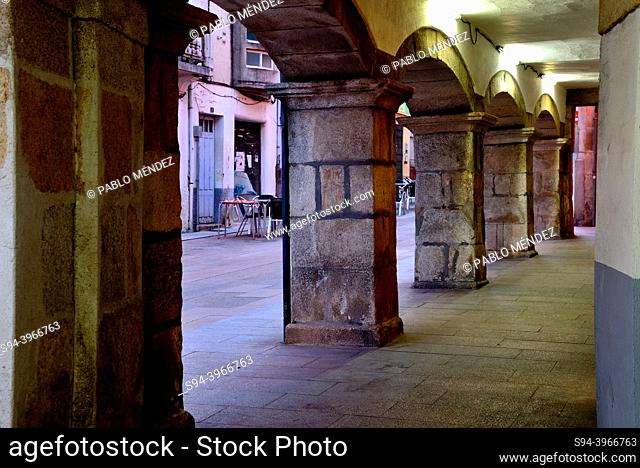 Arcade in the Main square of Viana do Bolo, Ourense, Spain