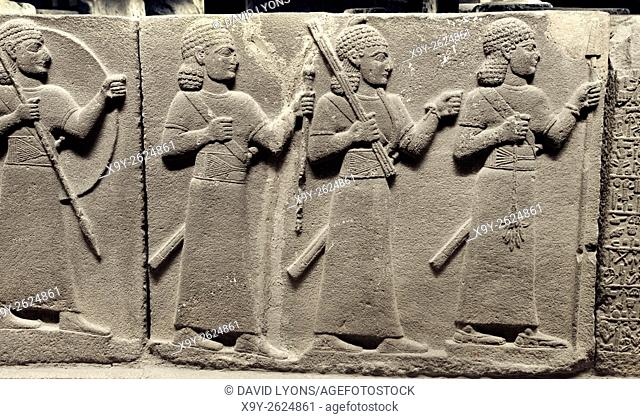 Hittite palace officials or warriors. Relief carving from Carchemish 8C BC. Museum of Anatolian Civilizations, Ankara, Turkey