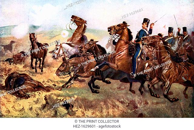'Battle of Balaclava, 25th October 1854', (c1920). Lord Raglan gave the order for the disastrous British cavalry charge, immortalised in Tennyson's poem