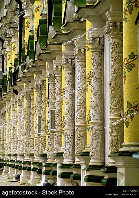 Columns. St. Sergius Church. The Holy Trinity- St. Sergius. Lavra. Monastery. Sergiev Posad. Moscow Region. Russian Federation