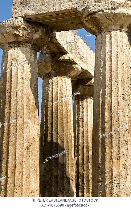 Doric columnes and capitals of the 5th cen  BC Temple of Apollo at Ancient Corinth, Peloponnese, Greece