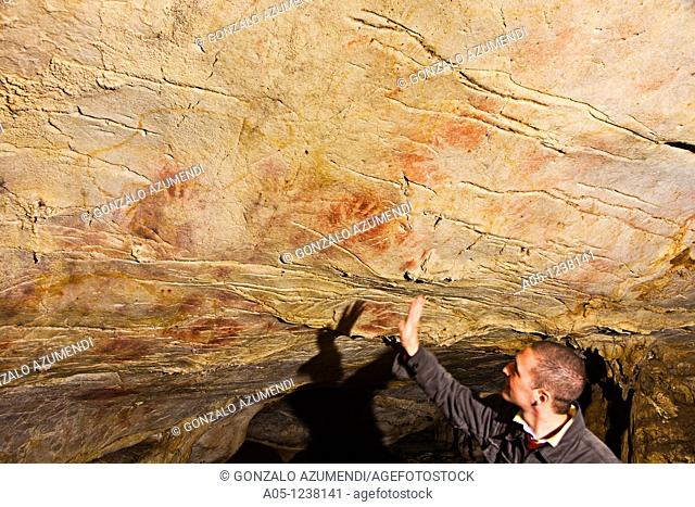 The frieze of the hands  Paleolithic  Monte Castillo caves  Puente Viesgo  Pas valley  Cantabria  Spain