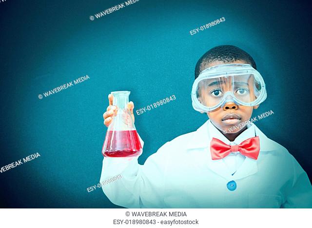 Composite image of pupil dressed as scientist