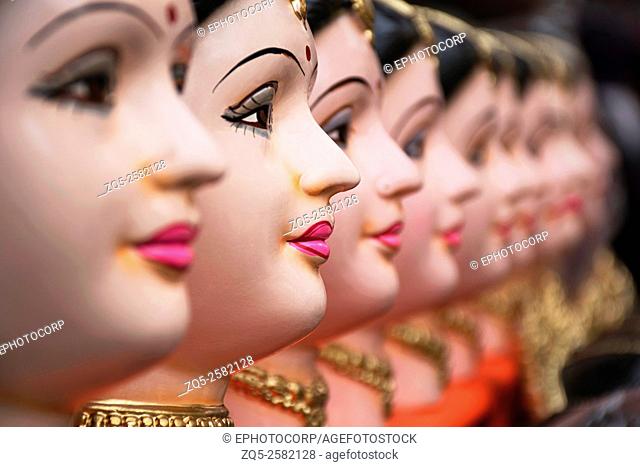 Gouri or Gauri (Hindu Deity Goddess Durga) idols, Pune, Maharashtra, India
