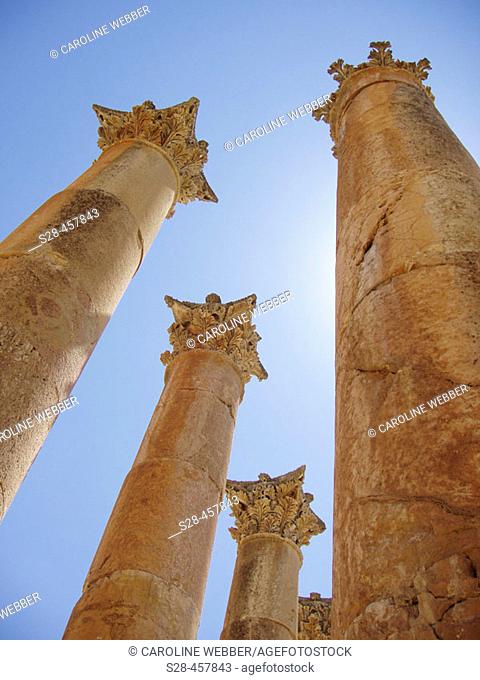 Columns at Temple of Artemis, City of Jerash, Jordan