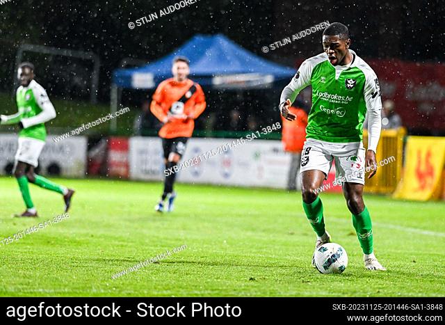 Sidney Obissa (69) of Francs Borains pictured during a soccer game between Royal Francs Borains and KMSK Deinze during the 13th matchday in the Challenger Pro...