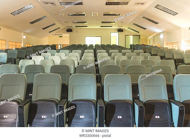 Seats in empty auditorium