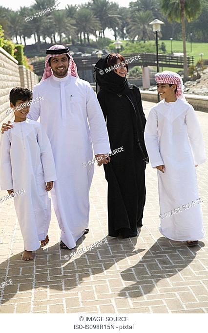 A family going for a walk