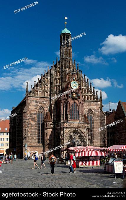 The gothic Frauenkirche in the market place of Nuremberg, Bavaria, Germany