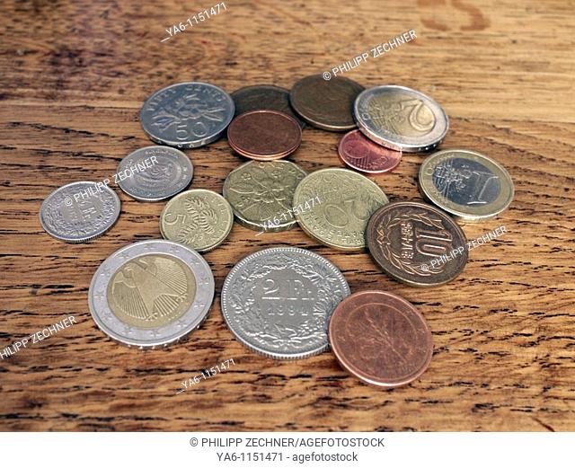 World currencies: Coins of different countries
