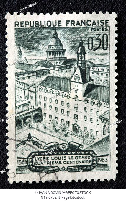 LycÃ©e Louis-le-Grand (LLG), Paris, Postage stamp, France, 1963