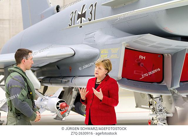 Chancellor Angela Merkel visits Tactical Air Force Squadron 31 ""Boelcke"" in Noervenich, 03/21/2016