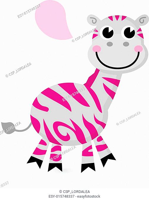 Cute pink zebra isolated on white