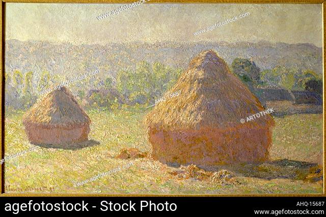 Künstler: Monet, Claude, 1840-1926 Titel: Stroh-Schober am Ende des Sommers. 1891 Technik: Öl auf Leinwand Maße: 60, 5 x 100, 5 cm Standort: Paris
