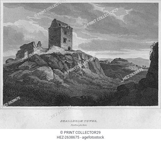 'Smallholm Tower, Roxburghshire', 1814. Artist: John Greig