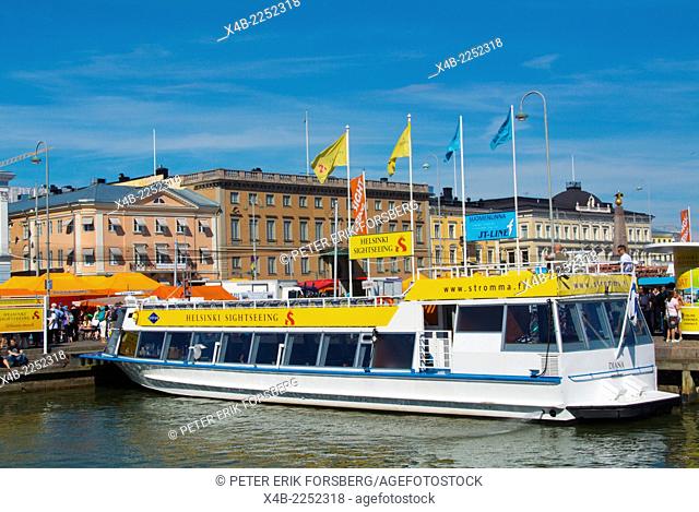Sightseeing tour boat, Kauppatori, main market square, Helsinki, Finland, Europe