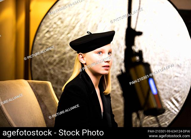 01 March 2021, Berlin: Twelve-year-old German Helena Zengel is waiting for the 2021 Golden Globe Awards winners to be announced
