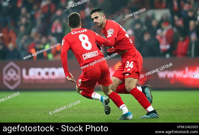 Standard's Konstantinos Kostas Laifis celebrates after scoring during a soccer match between Standard de Liege and KV Oostende, Friday 24 January 2020 in Liege