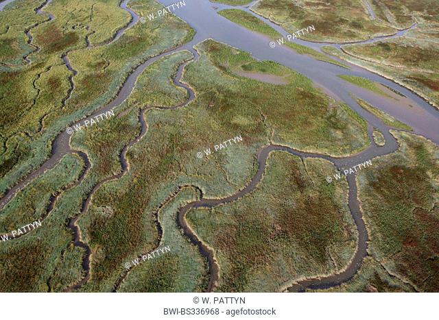aerial view to Verdronken land van Saeftinghe, Netherlands, Zeeuws-Vlaanderen, Verdronken land van Saeftinghe