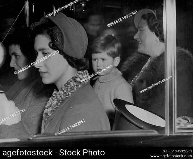 Back To Meet Mother :Prince Charles, returning from Sandringham to meet his mother on her return today, Feb. 12, from Malta