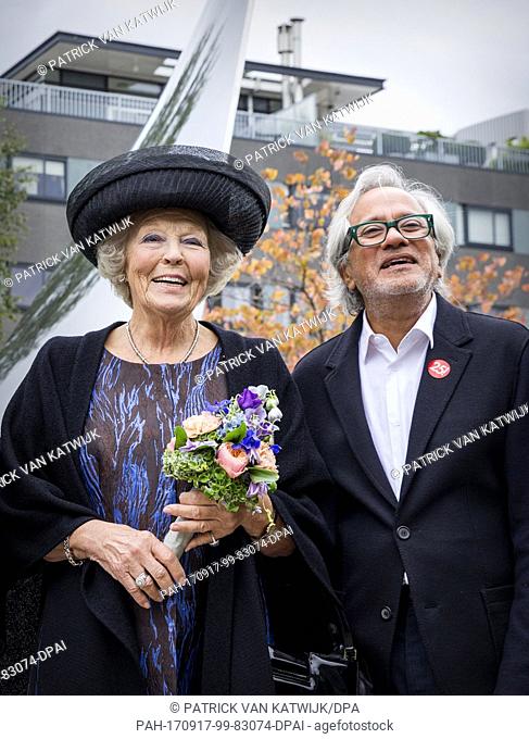 Princess Beatrix of The Netherlands with Sculptor Anish Kapoor opens the jubilee Exhibition WeerZien at Museum de Pont on September 16, 2017 in Tilburg